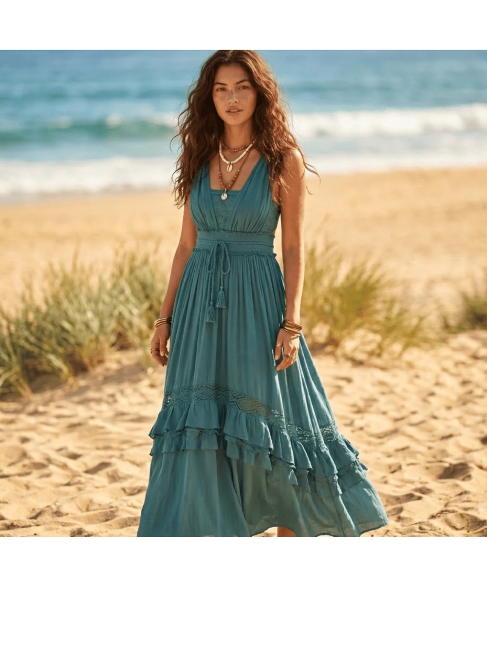 New Boho Summer Beach Maxi Dress small